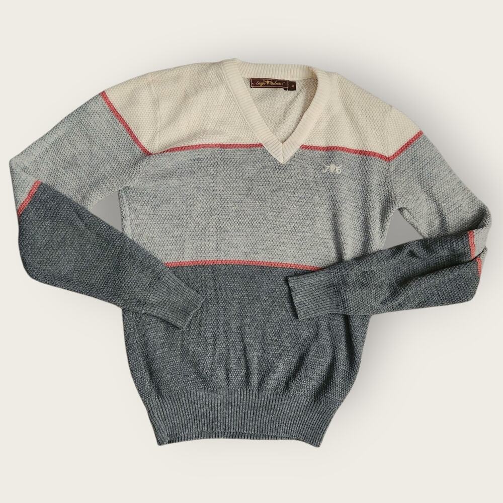 Sergio Valente Sweater Women's Sz M Colorblock V-neck